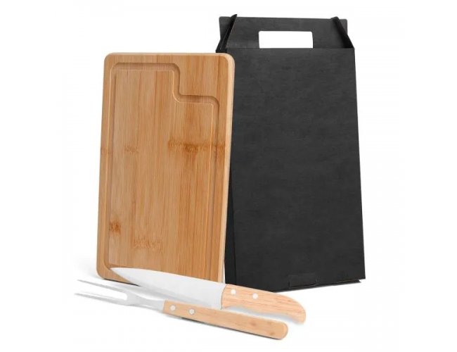 Conj. Para Churrasco Em Bambu / Inox / Madeira - 3 Ps. MX-19066