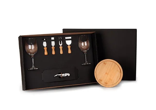 Kit Queijo E Vinho Com Abridor Saca Rolhas- 8 Ps KT-90003