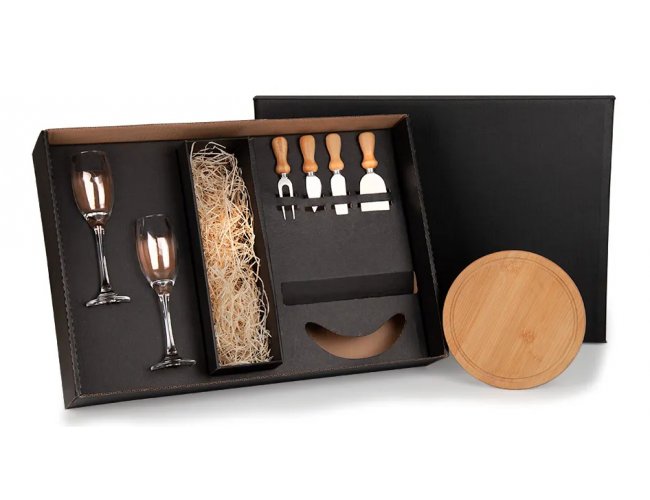 Kit Queijo E Champagne Com Espao Para Garrafa - 7 Ps - No Acompanha Garrafa KT-9017B