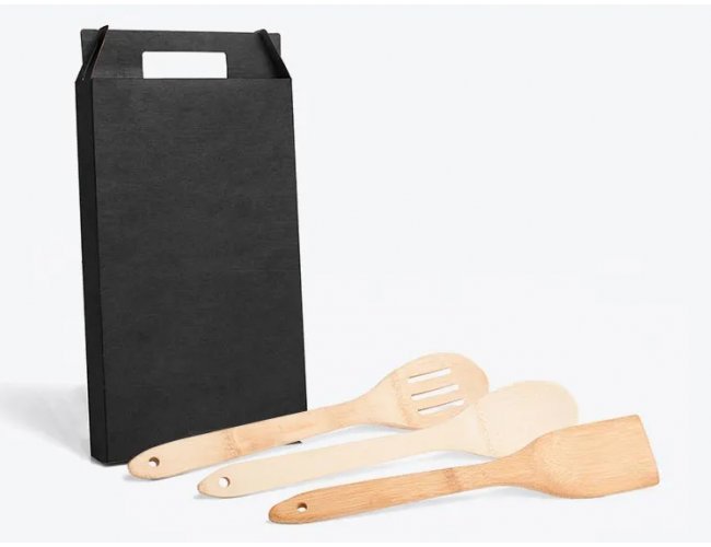 Kit De Utenslios Em Bambu 30Cm - 3 Ps KT-90132