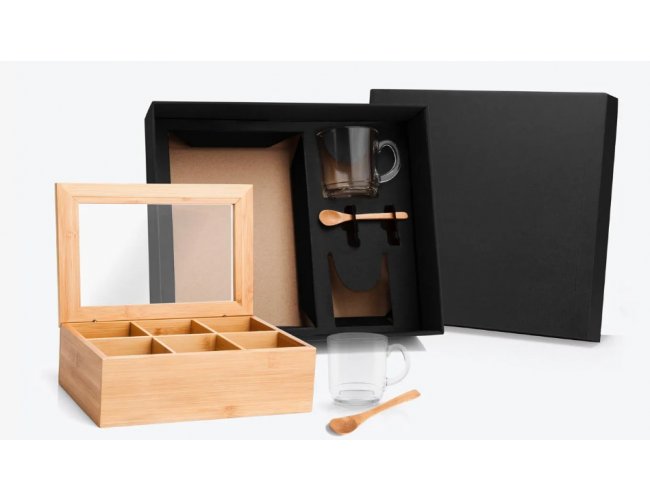 Kit Para Ch Com Caixa Em Bambu E Colheres - 5 Ps KT-90141