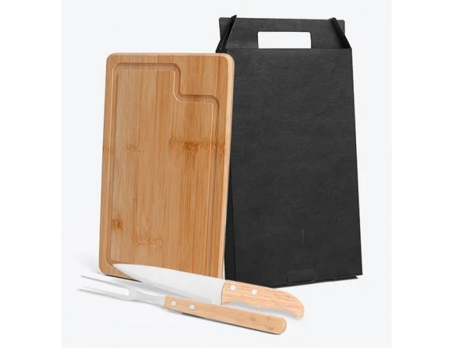 Conj. Para Churrasco Em Bambu / Inox / Madeira - 3 Ps. ME-19066