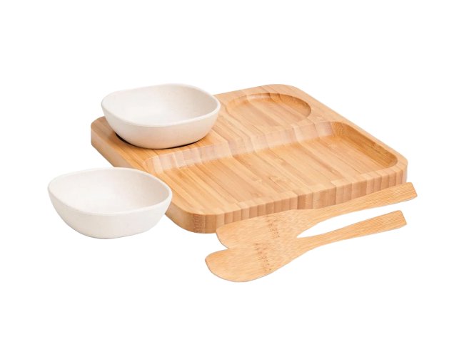 Conj. Para Petiscos E Pats Em Bambu/Fibra De Bambu-5 Ps PD-00573