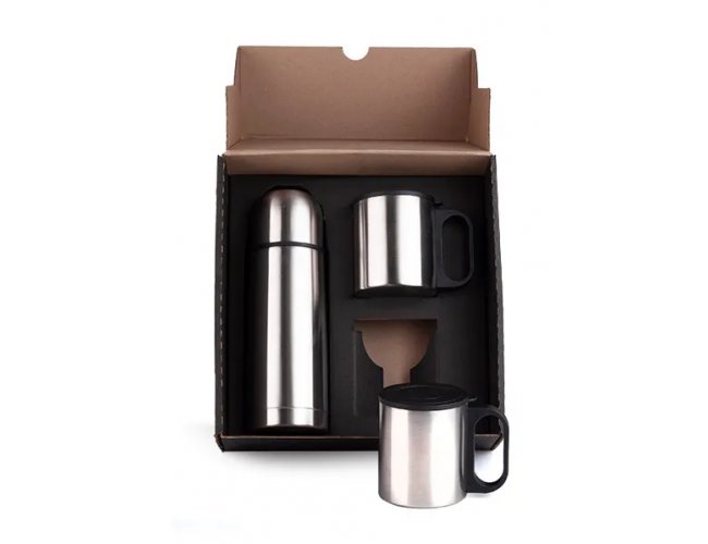 Conj. De Garrafa E Caneca Em Ao Inox 330/180 Ml - 3 Ps IX-02411